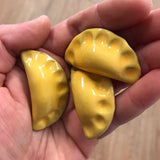 Mini Pierogi Set of 3 Magnets Gold Handmade in Pittsburgh by Local Yinzer Artists. Super Strong hold