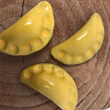 Mini Pierogi Set of 3 Magnets Gold Handmade in Pittsburgh by Local Yinzer Artists. Super Strong hold
