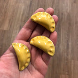 Mini Pierogi Set of 3 Magnets Gold Handmade in Pittsburgh by Local Yinzer Artists. Super Strong hold