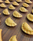 Mini Pierogi Set of 3 Magnets Gold Handmade in Pittsburgh by Local Yinzer Artists. Super Strong hold