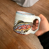 Rainbow Trout Mug with Blue and Orange Lip Drip