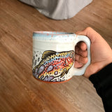 Rainbow Trout Mug with Blue and Orange Lip Drip