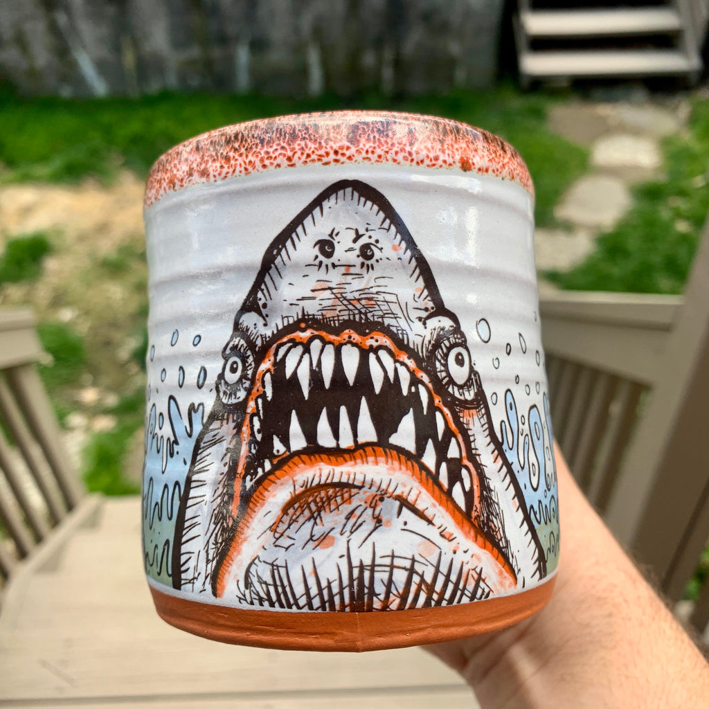 Shark Attack Blood Red Mug Lip Drip – Pittsburgh Pottery