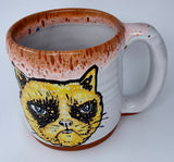 Grumpy Cat Handmade Mug with Red Lip Drip Glaze