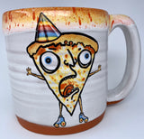 Pizza Party Roller Skater Coffee Mug with Cheesy Lip Drip and Birthday Hat!