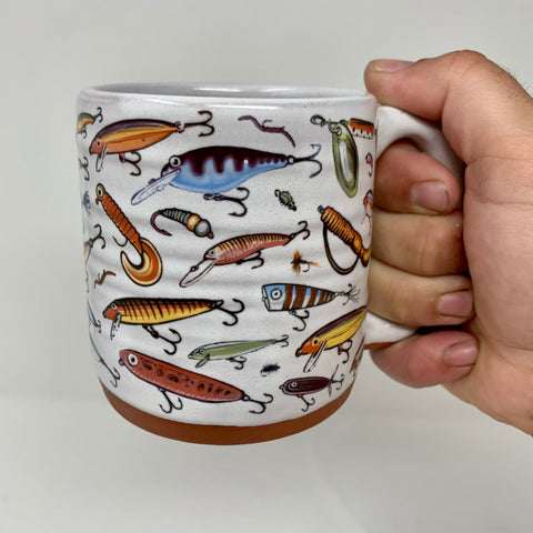 Classic Fishing Lures Mug Handmade with Original Artwork