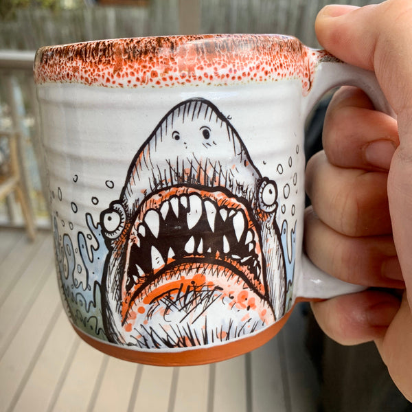 Shark Attack Blood Red Mug Lip Drip – Pittsburgh Pottery