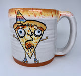 Pizza Party Roller Skater Coffee Mug with Cheesy Lip Drip and Birthday Hat!