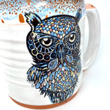 Night Owl Coffee Mug with Blue/Red Lip Drip