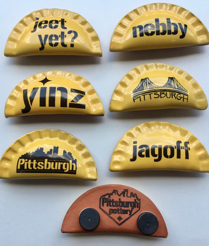 Pittsburghese Pierogi Magnet. Handmade in Pittsburgh by Local Yinzer Artists. Super Strong hold
