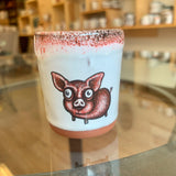 Little Piggy double shot glass with red glaze