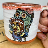 Zombie Eating Brains Small Mug with Bloody Red Lip Drip